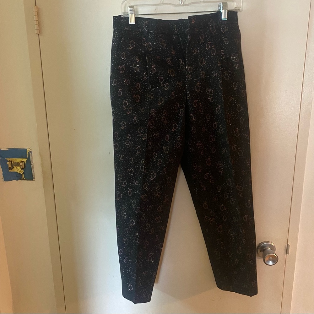 Coach Cropped Tailored Jacquard Pants Pink Small